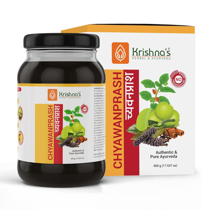 KRISHNA'S HERBAL & AYURVEDA Chyawanprash – Preservative-Free, Boosts Stamina, Immunity and Strength for Kids & Adults, Made with Traditional Ayurvedic Process, 500g (Pack of 1), FREE SHIPPING
