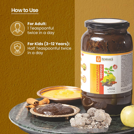KRISHNA'S HERBAL & AYURVEDA Chyawanprash – Preservative-Free, Boosts Stamina, Immunity and Strength for Kids & Adults, Made with Traditional Ayurvedic Process, 500g (Pack of 1), FREE SHIPPING