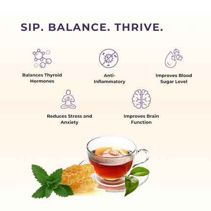 Namhya - Thyroid Care Herbal Tea - 100g (50 Cups) | Supports Thyroid Balance, Reduces Stress, Boosts Energy | Ashwagandha, Shankhapushpi, Gotu Kola, Liquorice | Natural, No Preservatives, FREE SHIPPING