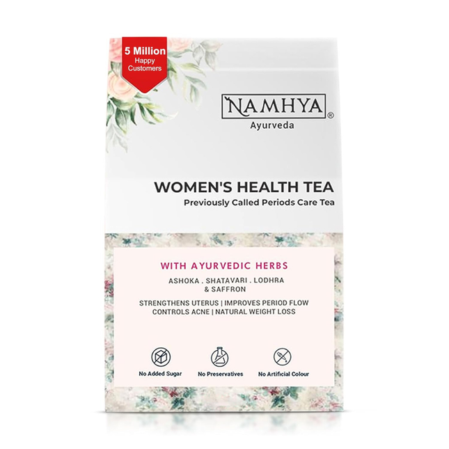 NAMHYA Womens Health Tea | Herbal Tea | PCOS Infusion for women | Loaded with Natural Ayurvedic Herbs (Shatavari and Ashoka) for Hormonal Balance & Better Period Cycle 3.53 oz (100 Grams)
