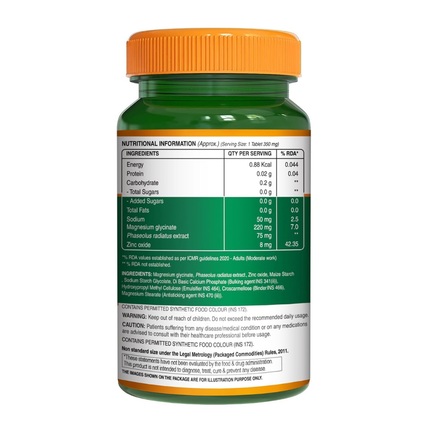 Pure Nutrition Magnesium Glycinate + Zinc - 60 Veg Tablets | Supports Bone, Muscle & Nerve Health | Promotes Relaxation & Quality Sleep | Eases Period Cramps | Enhances Stress Relief & Heart Health | Essential Daily Mineral Supplement, FREE SHIPPING