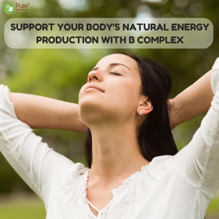 Pure Nutrition B-Complex 60 Veg Tabs – 100% RDA of B1, B2, B3, B5, B6, B9 | Boosts Immunity, Supports Hair Growth, Energy & Overall Health for Men & Women, FREE SHIPPING