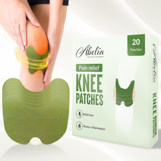 Abelia Herbal Knee Pain Relief Patches Arthritis Inflammation Patch Sticker | Instant Relief from Knee Pain | Joint Knee Pain Relief Products Natural Wormwood Extract Patch for Knee (20 Pieces) FREE SHIPPING