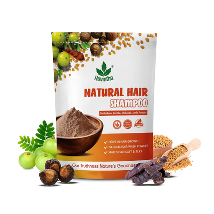 Havintha Natural Hair Shampoo With Herbal Amla Reetha Shikakai And Methi Dana Powder For Men & Women, Totally Organic | Paraben And Sulphate Free Shampoo - 227gm (Pack of 1) FREE SHIPPING