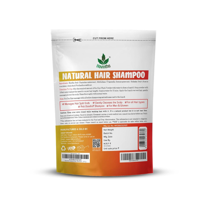 Havintha Natural Hair Shampoo With Herbal Amla Reetha Shikakai And Methi Dana Powder For Men & Women, Totally Organic | Paraben And Sulphate Free Shampoo - 227gm (Pack of 1) FREE SHIPPING