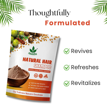 Havintha Natural Hair Shampoo With Herbal Amla Reetha Shikakai And Methi Dana Powder For Men & Women, Totally Organic | Paraben And Sulphate Free Shampoo - 227gm (Pack of 1) FREE SHIPPING