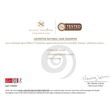 Havintha Natural Hair Shampoo With Herbal Amla Reetha Shikakai And Methi Dana Powder For Men & Women, Totally Organic | Paraben And Sulphate Free Shampoo - 227gm (Pack of 1) FREE SHIPPING