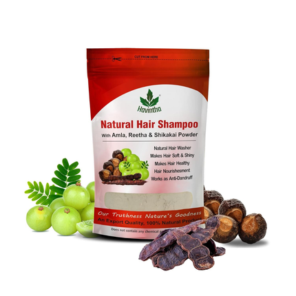 Havintha Natural Hair Shampoo With Herbal Amla Reetha Shikakai Powder For Men & Women, Totally Organic | Paraben And Sulphate Free Shampoo - 227gm (Pack of 1) FREE SHIPPING