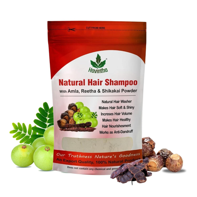 Havintha Natural Hair Shampoo With Herbal Amla Reetha Shikakai Powder For Men & Women, Totally Organic | Paraben And Sulphate Free Shampoo - 227gm (Pack of 1) FREE SHIPPING