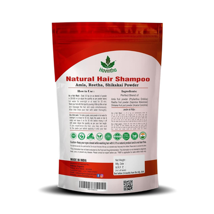 Havintha Natural Hair Shampoo With Herbal Amla Reetha Shikakai Powder For Men & Women, Totally Organic | Paraben And Sulphate Free Shampoo - 227gm (Pack of 1) FREE SHIPPING