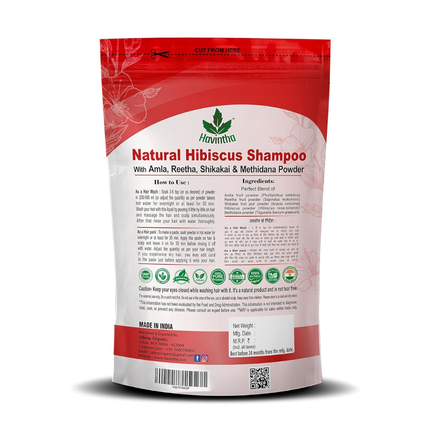 Havintha Natural Hair Shampoo With Amla Reetha Shikakai Methi Dana And Hibiscus Powder For Men & Women, Totally Organic | Paraben and Sulphate Free Shampoo - 227gm (Pack of 1) FREE SHIPPING
