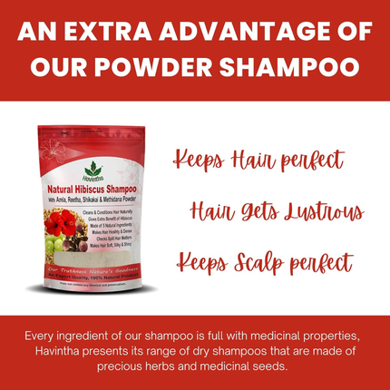 Havintha Natural Hair Shampoo With Amla Reetha Shikakai Methi Dana And Hibiscus Powder For Men & Women, Totally Organic | Paraben and Sulphate Free Shampoo - 227gm (Pack of 1) FREE SHIPPING