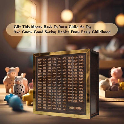 Money Bank Chandan Wood Wooden Piggy Bank for Kids & Adults, Coin Box with Carved Design, Savings Box, Mini Bank, Wooden Coin Box, Money Saver, Piggy Bank with Numbers