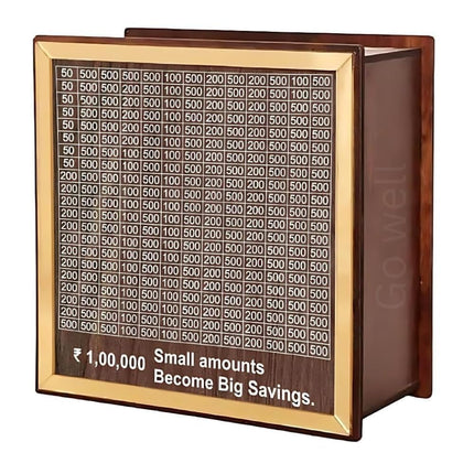 Money Bank Chandan Wood Wooden Piggy Bank for Kids & Adults, Coin Box with Carved Design, Savings Box, Mini Bank, Wooden Coin Box, Money Saver, Piggy Bank with Numbers