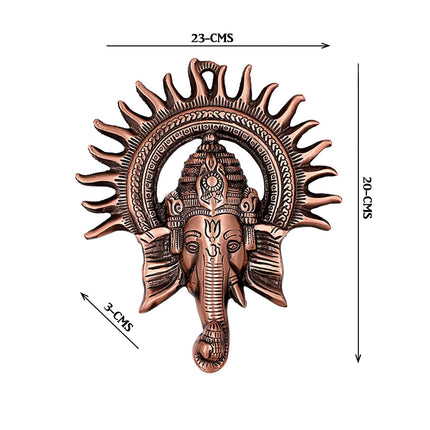 Copper Ganesh Wall Hanging Decoration Ganesh Idol For Home Decor Gift Items Metal Wall Décor Items Wall Art Gift For House Warming Ceremony