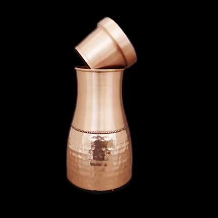 FINDOSOM Copper Water Bottle with Lid/Cup – 1lt, Copper Flask