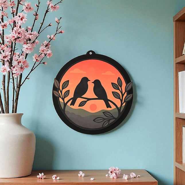 Colorful Birds Wall Hanging for Home Decoration | Wooden Solid Bird Design Wall Art | Vibrant Bird Wall Decor for Living Room, Bedroom, Office & Balcony | Wall Decoration Gift (9 x 9Inch) (1Pc)