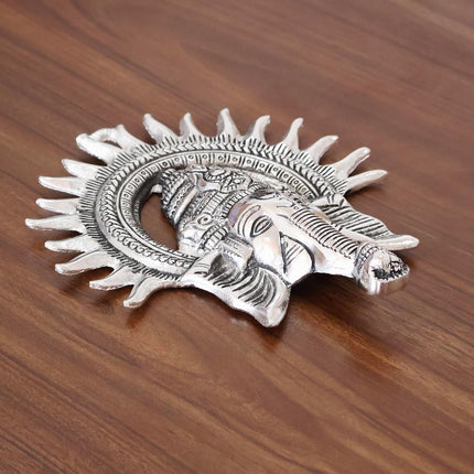 Ganesha Idol with Surya Chakra - Ganesh murti Wall hangings Rajasthani Handicrafts Decorative Showpiece for Gifting Anniversary Valentine's Day (Silver)