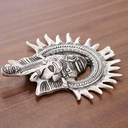 Ganesha Idol with Surya Chakra - Ganesh murti Wall hangings Rajasthani Handicrafts Decorative Showpiece for Gifting Anniversary Valentine's Day (Silver)