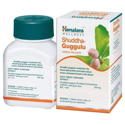 Himalaya Pure Herbs Shuddha Guggulu, Cardiac wellness Modulates blood lipid levels, Helps reduce excess cholesterol level in the blood- 60 Tablets, FREE SHIPPING