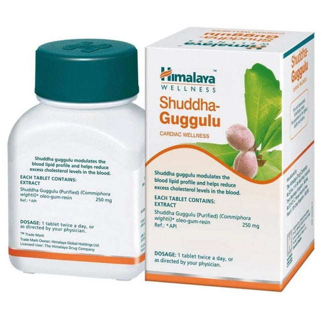 Himalaya Pure Herbs Shuddha Guggulu, Cardiac wellness Modulates blood lipid levels, Helps reduce excess cholesterol level in the blood- 60 Tablets, FREE SHIPPING